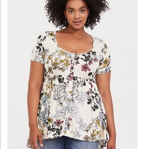 Torrid Floral Button Front Babydoll Top 0x